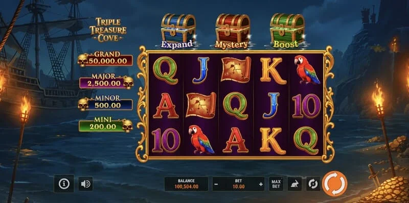 Triple Treasure Cove - कॉइन्स के साथ Hold and Win बोनस राउंड